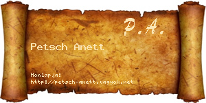 Petsch Anett névjegykártya